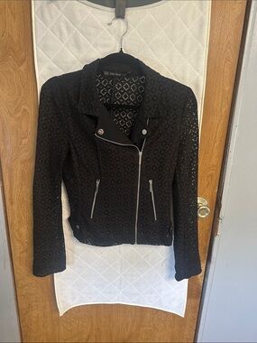 Zara Black Lace Moto Jacket - Women's Biker Style
